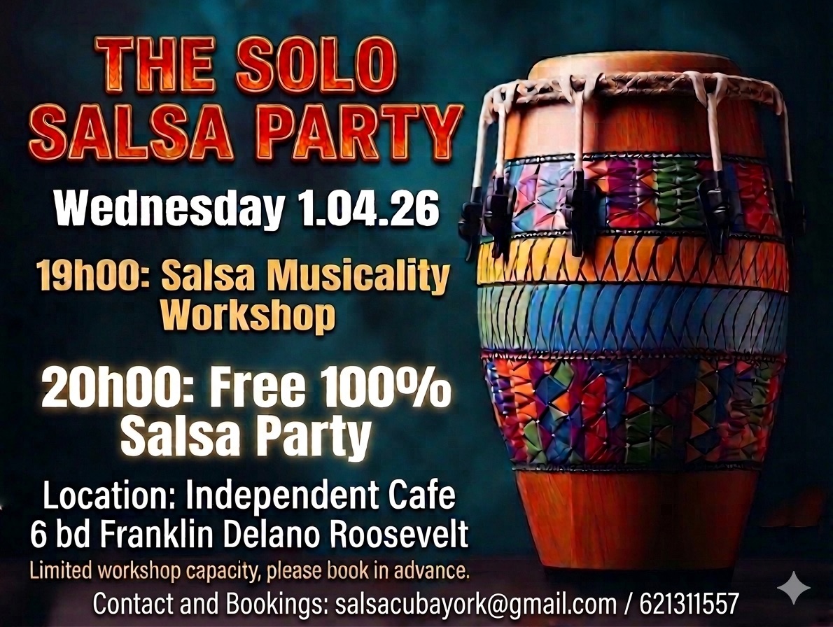 100% Salsa Free Party, Salsa Musicality Workshop, Convenient Location in Lux-City Centre