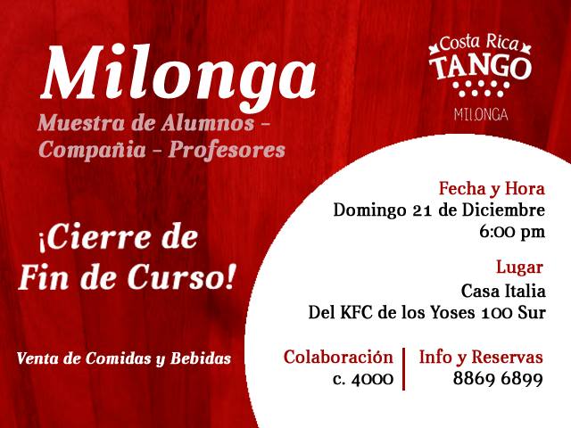 Milonga Fin de Curso de Costa Rica Tango