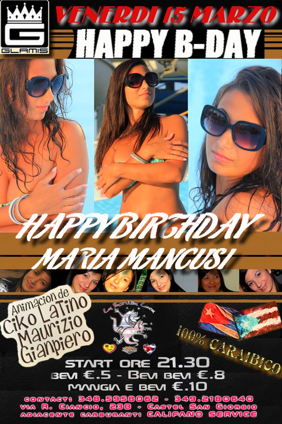 Venerdì 15 Marzo 2013 FIESTA LOCA Serata Caraibica 100% al Glamis con LA FAMILIA LOCA e Happy B-day MARIA MANCUSI