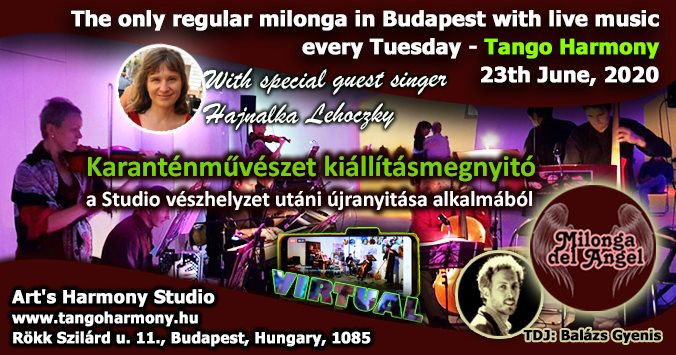 Élőzenés Milonga del Angel keddenként az Art's Harmony Studioban