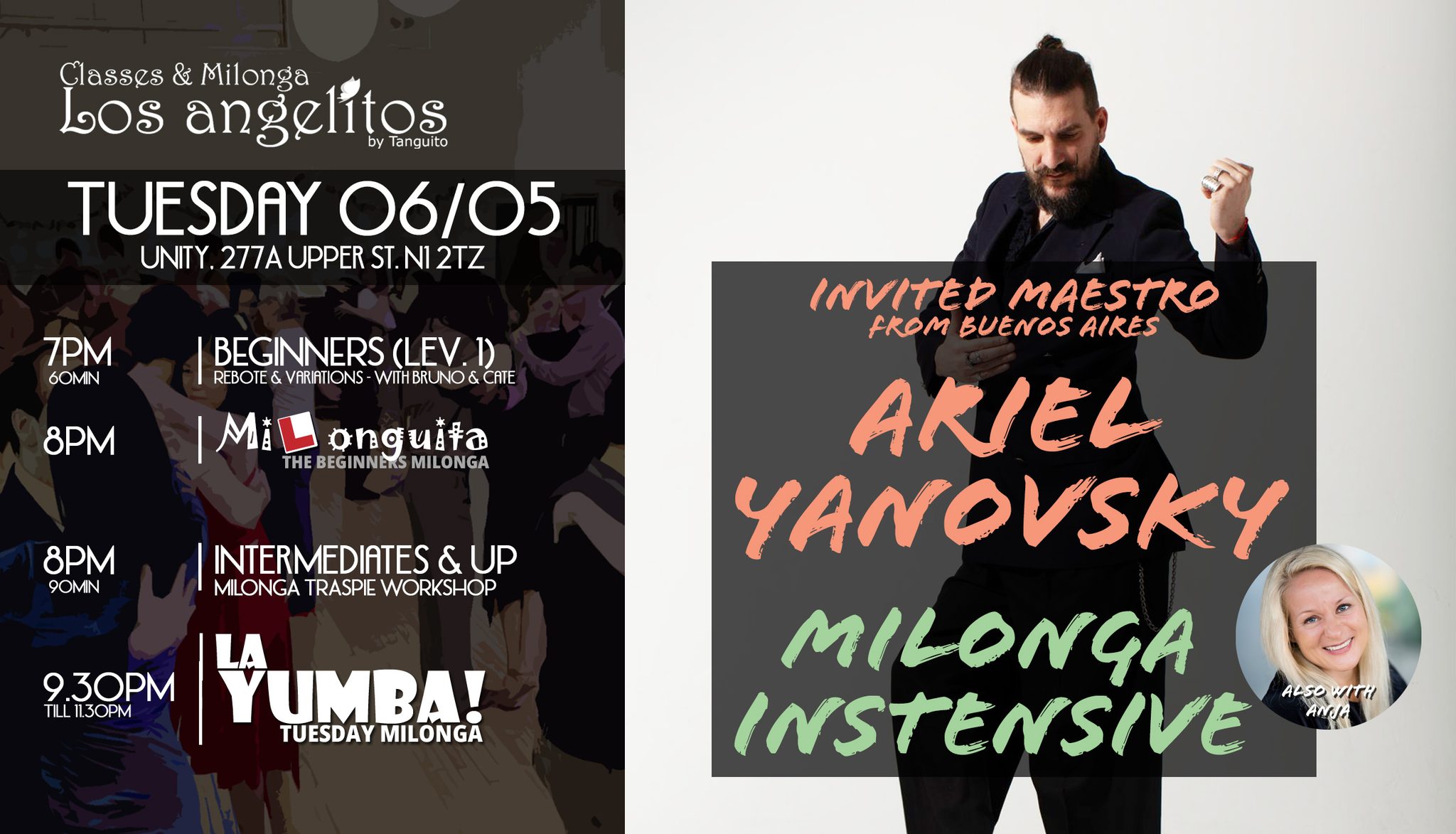 06 05 ARIEL YANOVSKY's Milonga intensive workshop + beginner lesson & MILONGUITA