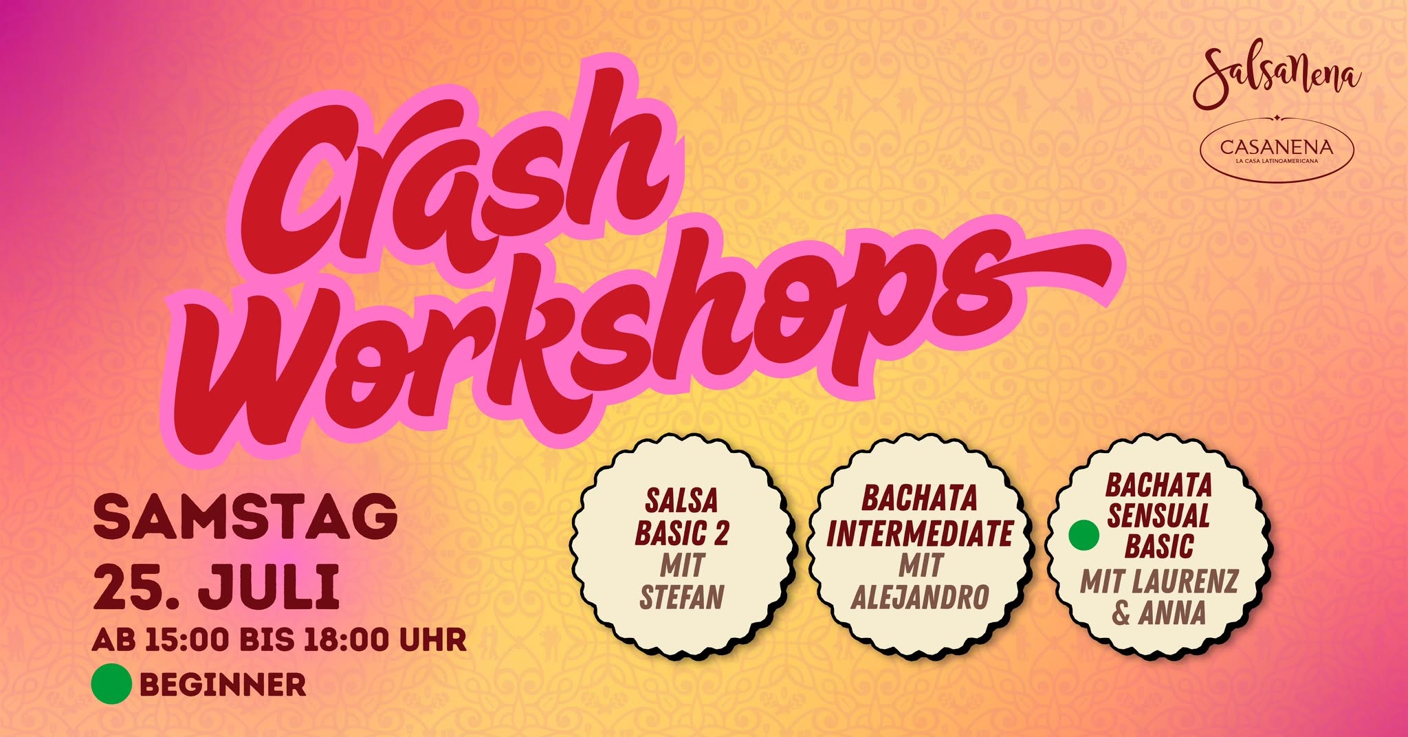 SAMSTAG CRASH WOKSHOPS💃🥳😎