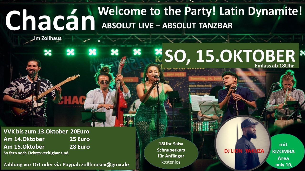 Salsa Sunday LIVE mit Chacán + Kizomba Area mit Dj Lion