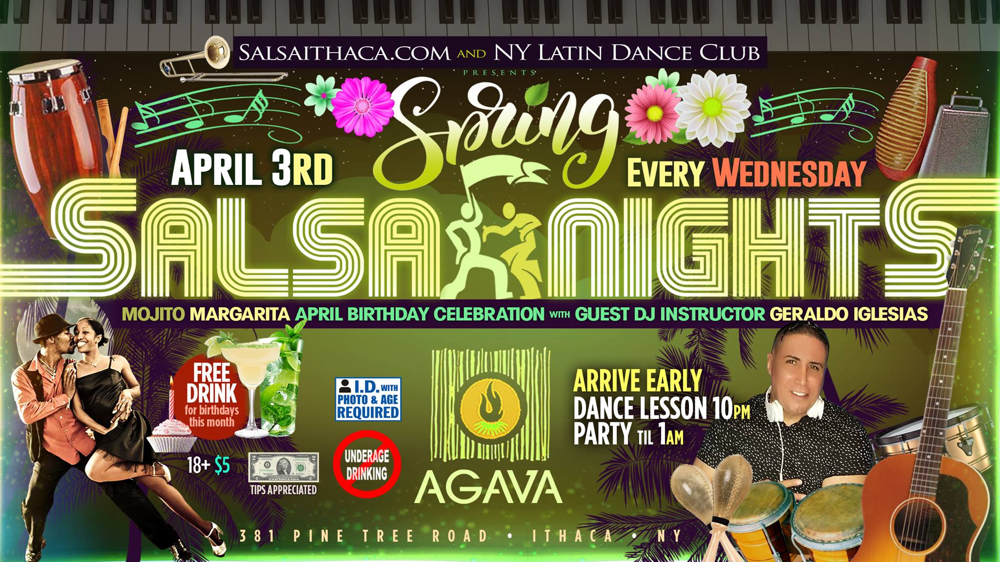SALSA NIGHT AGAVA Bachata Lesson * Birthday Drinks * Guest DJ