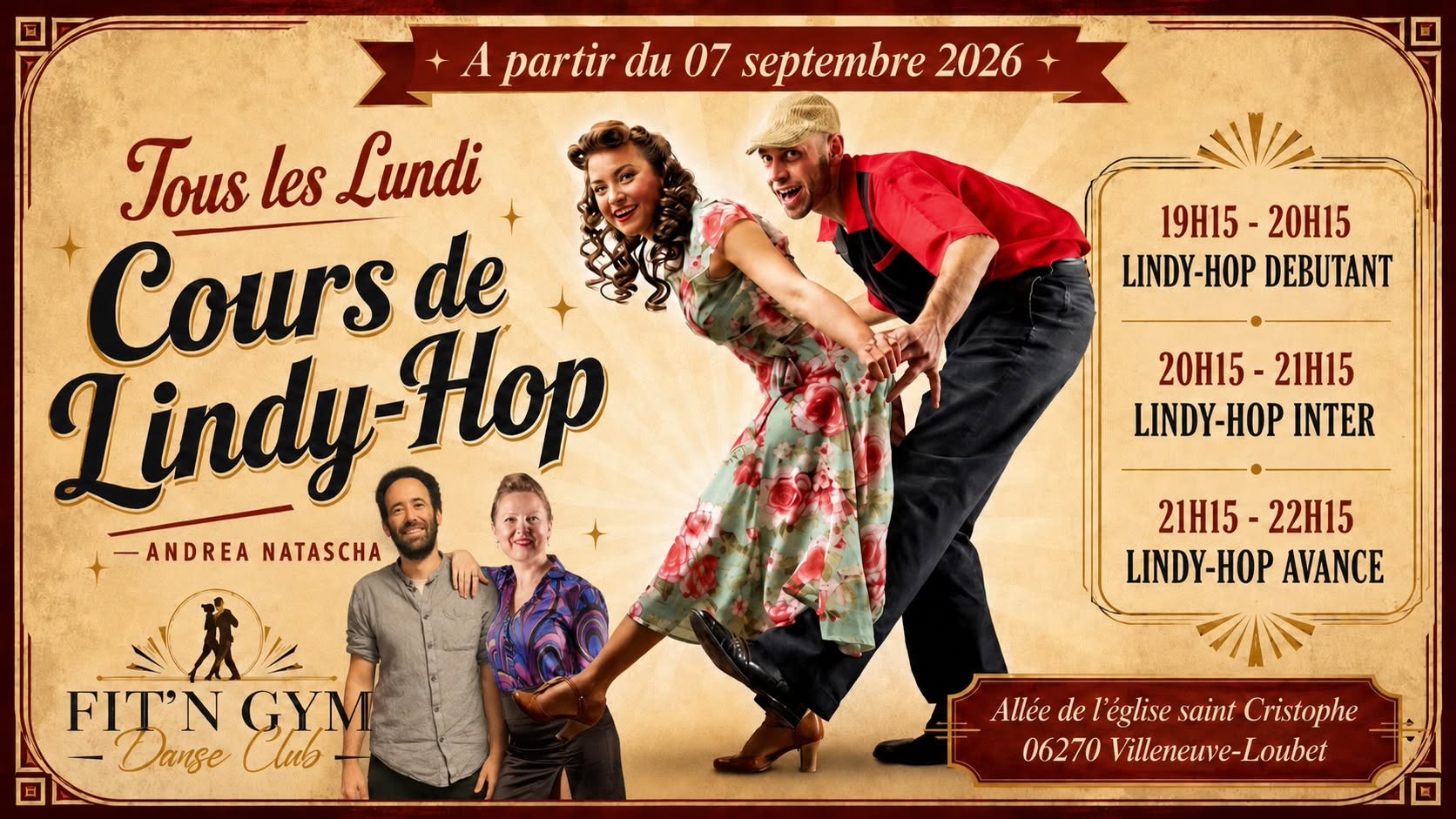 RENTREE SWING 3 COURS DE LINDY-HOP AVEC NATASCHA ET ANDREA AU FIT N GYM DANSE CLUB
