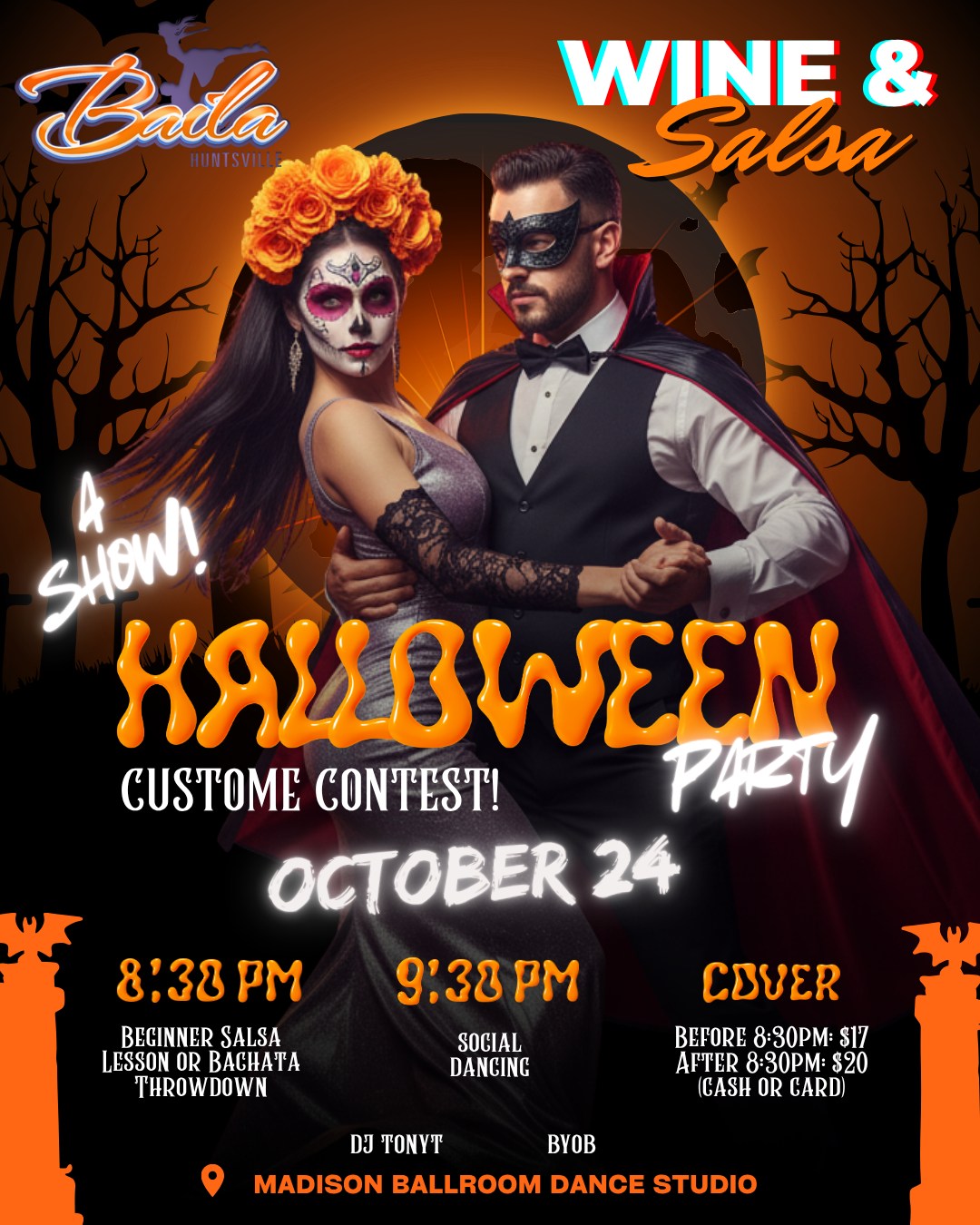 Wine & Salsa Fridays! Halloween Party, A Show and Costume Contest Edition!π»π§ββοΈπ
