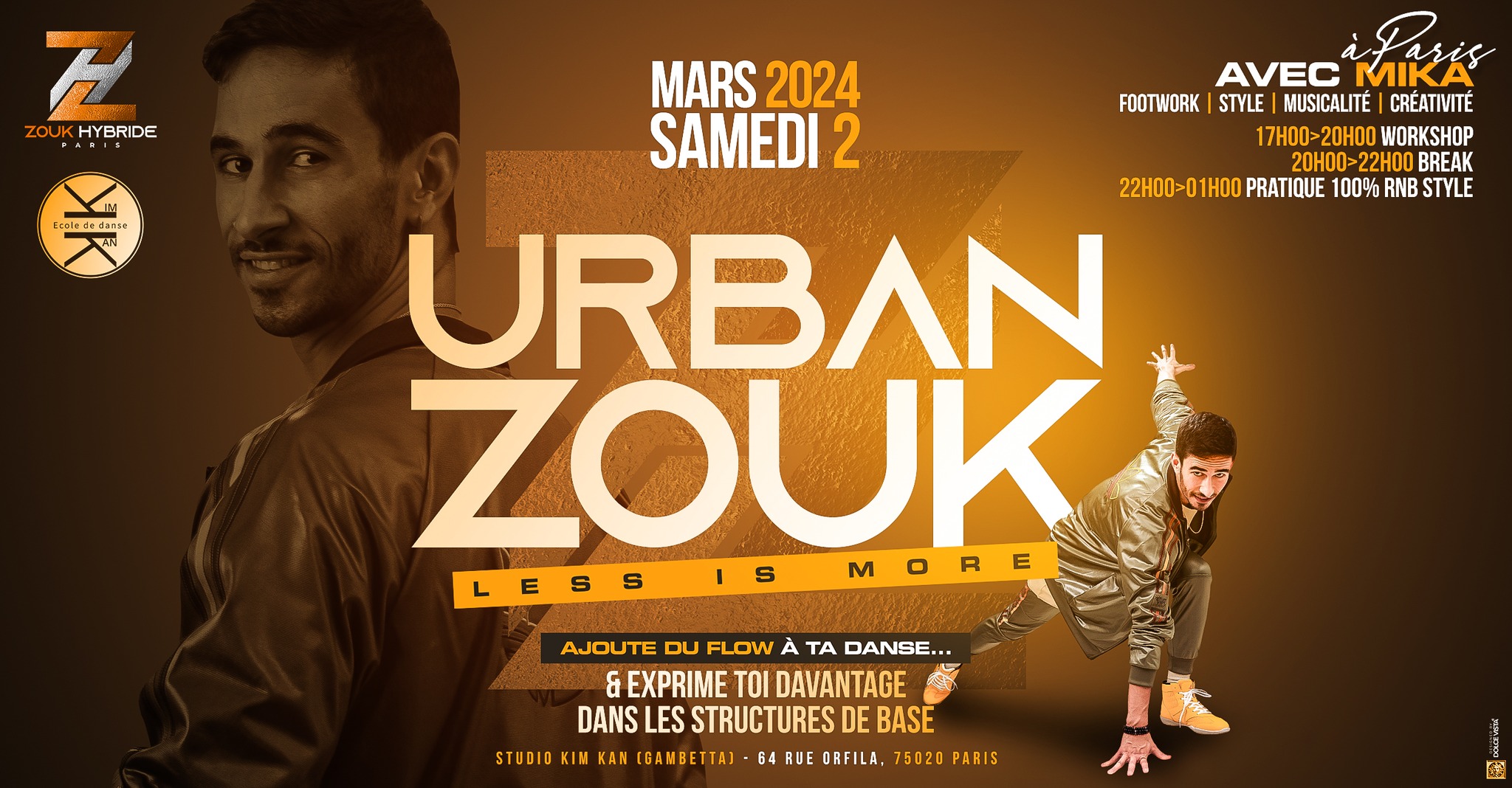 URBANZOUK WORKSHOP + PRATIQUE > LESS IS MORE avec MIKA