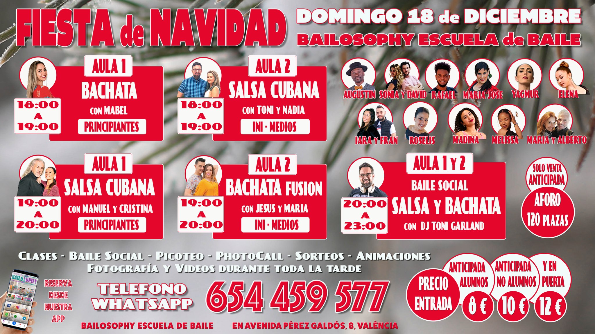 Fiesta de Navidad en Bailosophy con Clases, Animaciones, Baile Social, Merienda-Picoteo, Sorteos ...