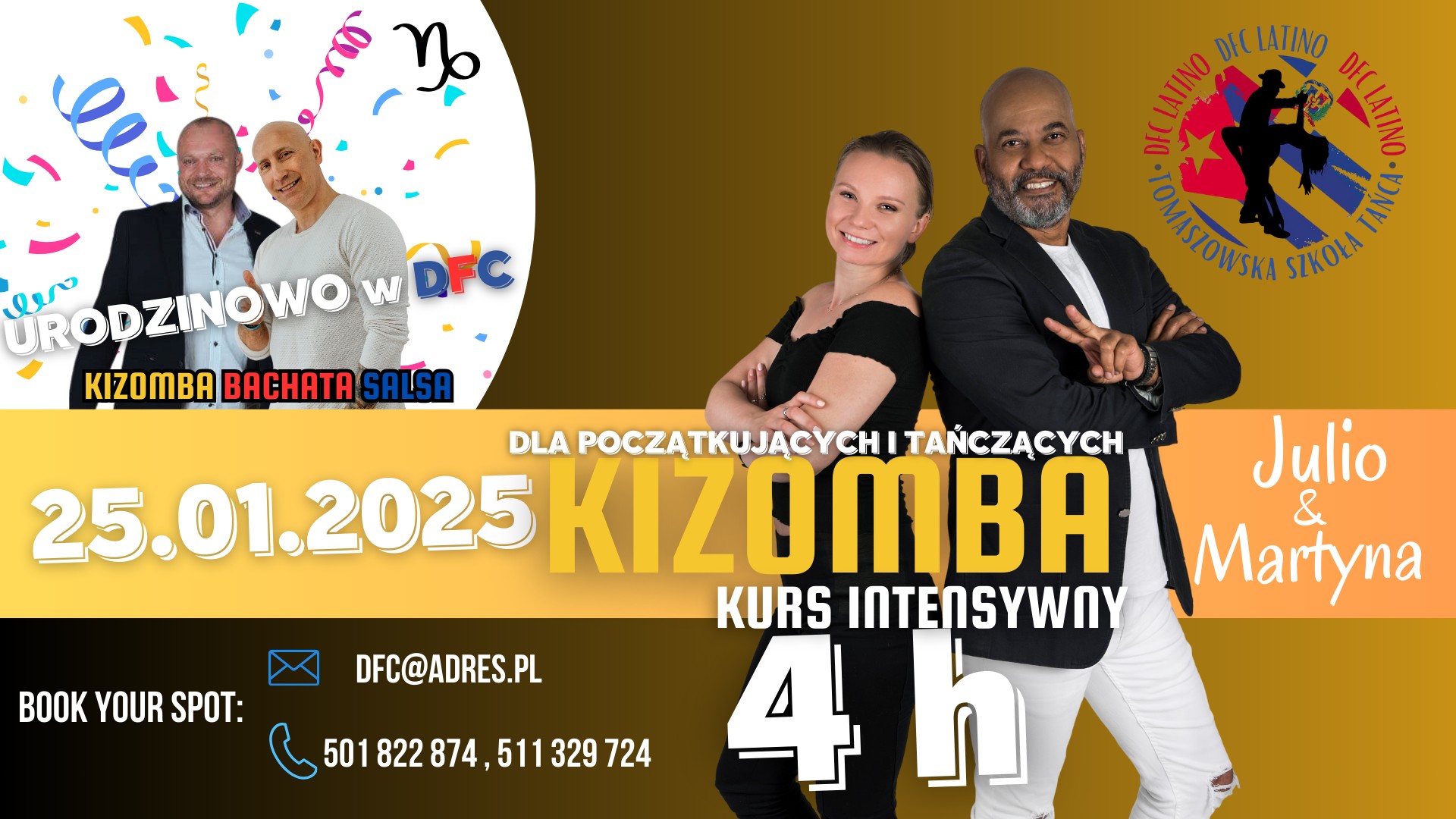 Intensywny kurs KIZOMBY w DFC Latino + impreza urodzinowa