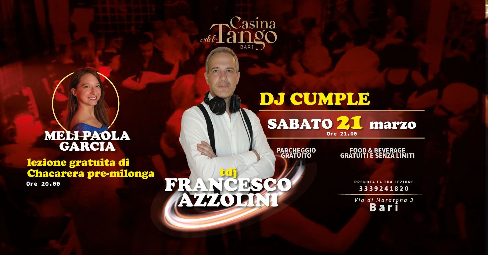 Milonga con Cumpleaños di Francesco Azzollini - Lezione di Chacarera - Tdj Francesco Azzollini