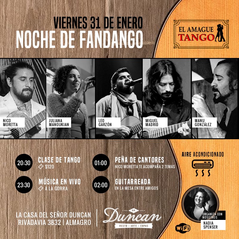 Viernes 31 en Sr. Duncan "noche de Fandango" TANGO y algo más!