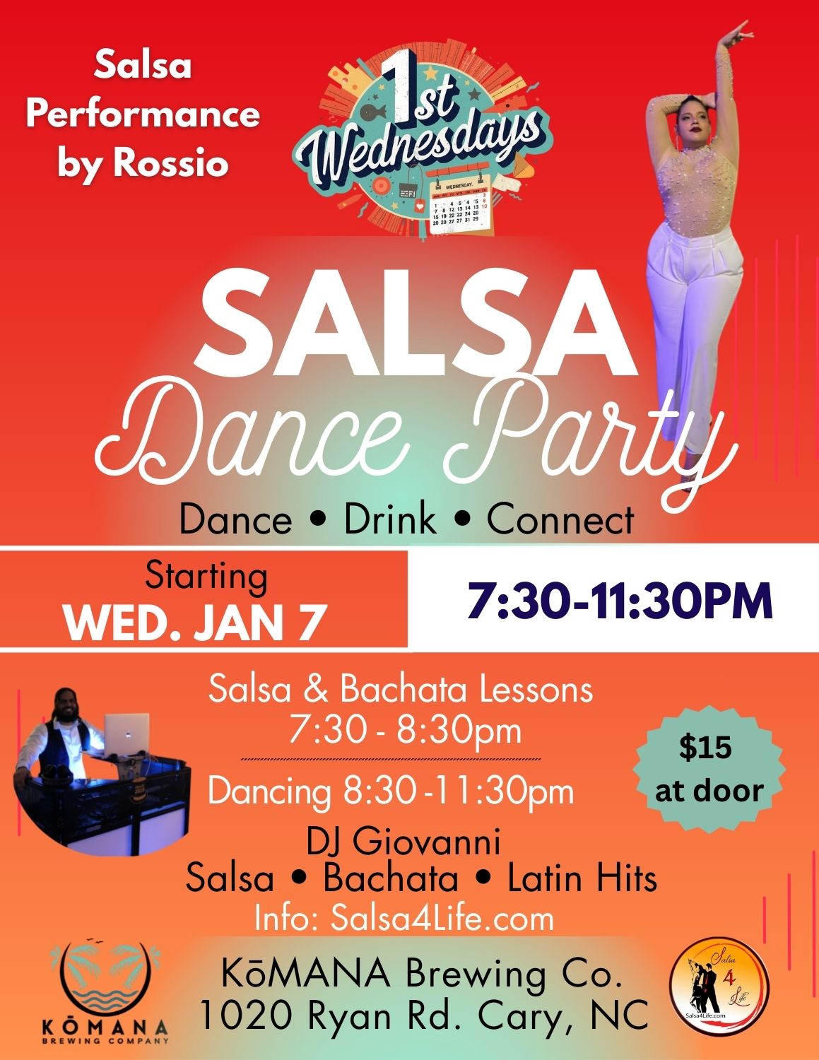 1st WED - SALSA DANCE PARTY @ KōMANA! Salsa Dance Performance!