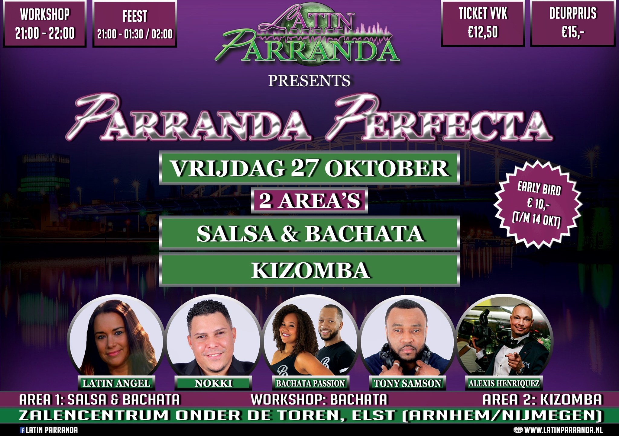 Parranda Perfecta! vrijdag 27 oktober - 2 area's: Salsa Bachata Kizomba - Arnhem Nijmegen
