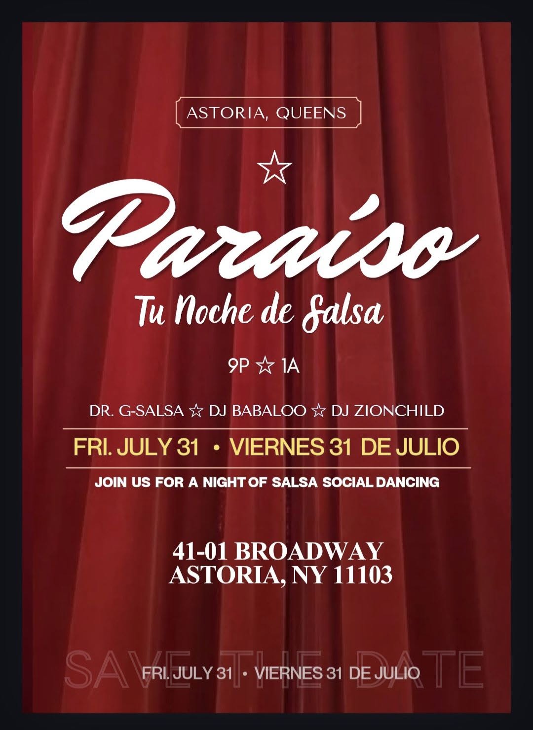 Paraíso Social NYC☆ Fri.7.31☆ Astoria