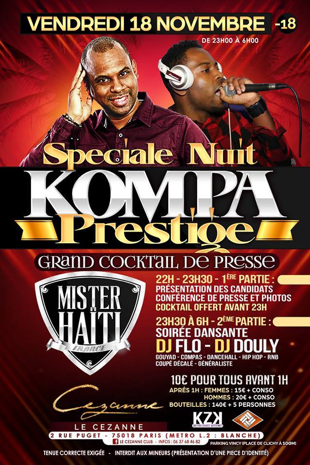 Soirée Cocktail de presse Mister Haiti - Vendredi 18 nov