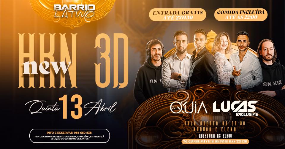 NEW HOT KIZOMBA NIGHT 3D DINNER DANCE DRINK Quinta-Feira 13 Abril