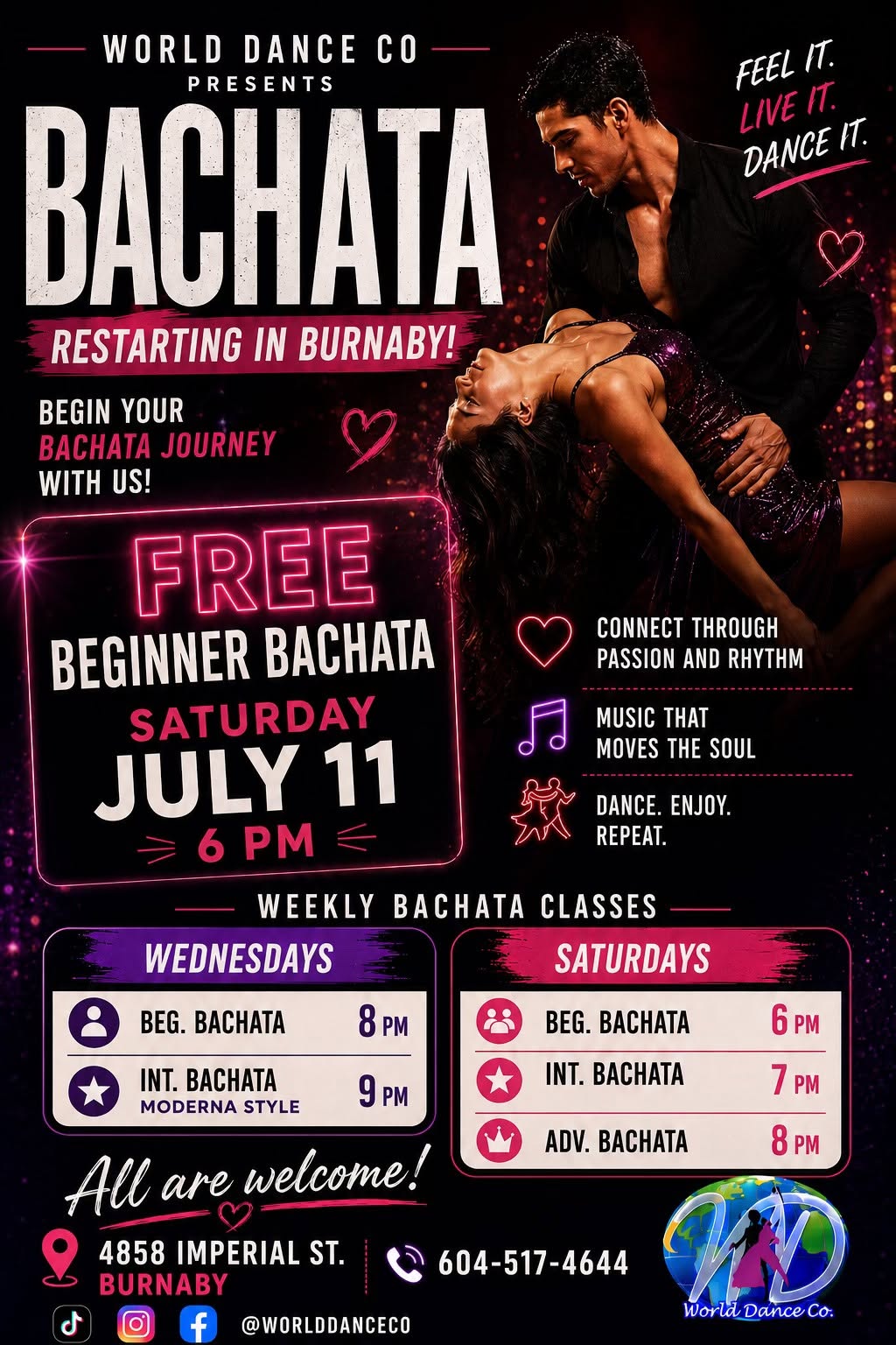 ππ FREE BEGINNER BACHATA CLASS & WEEKLY BACHATA PROGRAM IN BURNABY! πΊβ€οΈ