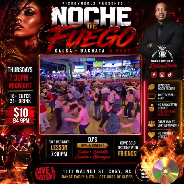 NOCHE DE FUEGO Salsa Bachata & More World Cup on 40ft Tvs