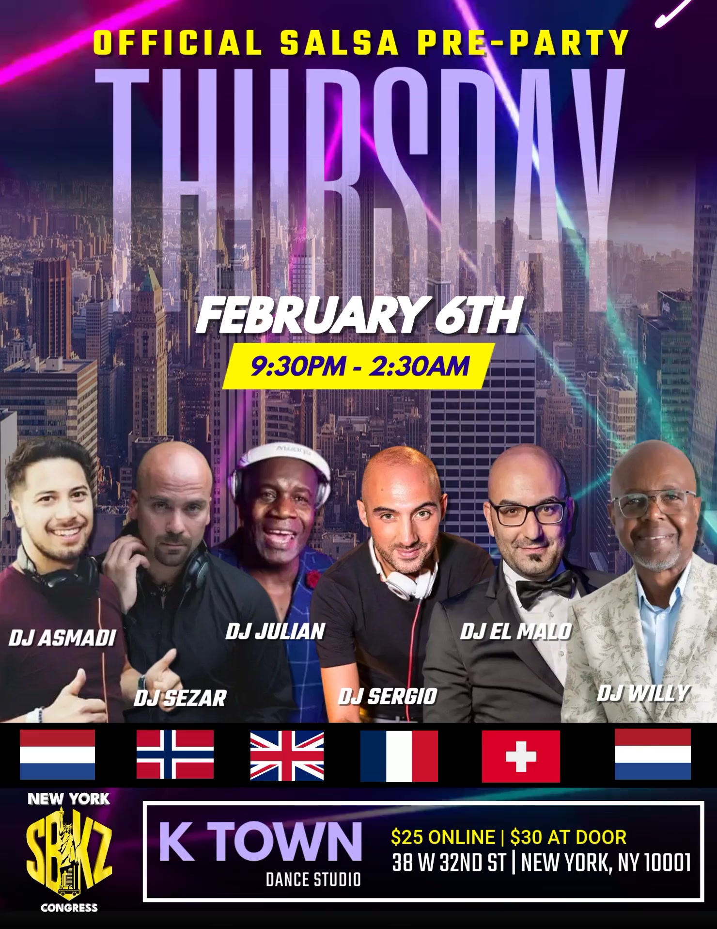 OFFICIAL SALSA PRE-PARTY New York SBKZ Congress Thurs, Feb 8, 2024