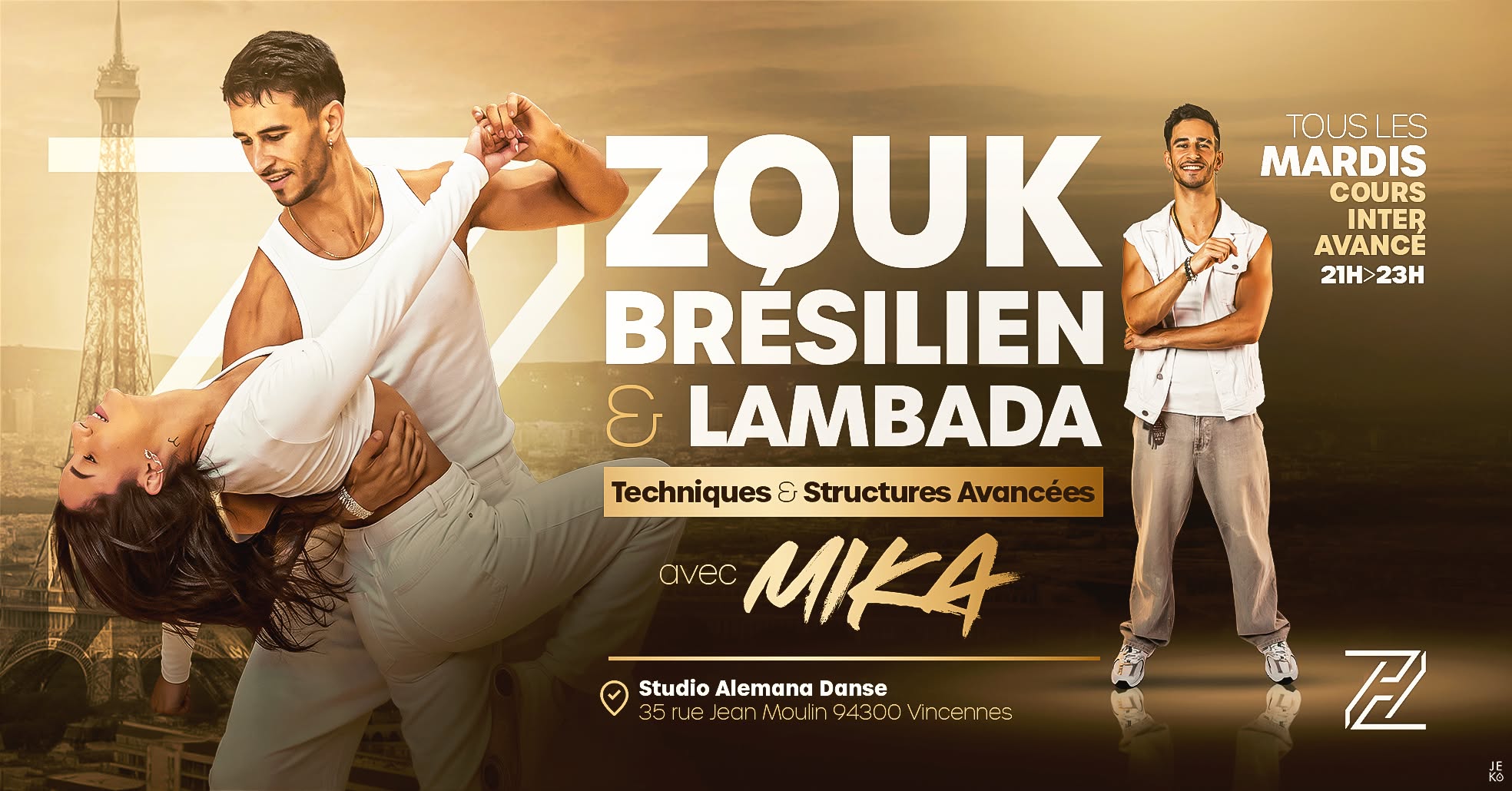 ZOUK BRÉSILIEN & LAMBADA - TECHNIQUES & STRUCTURES AVANCÉES TOUS LES MARDIS AVEC MIKA