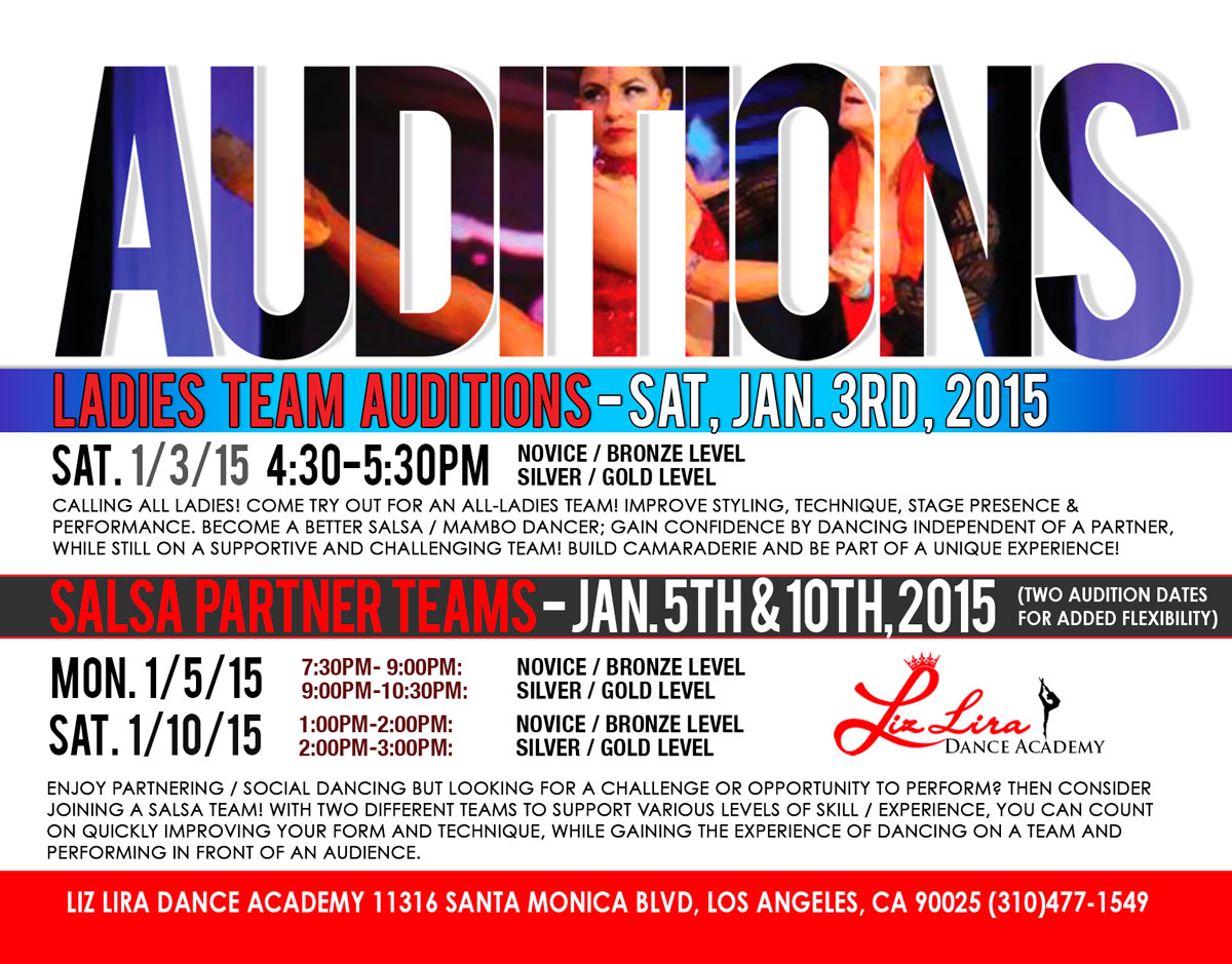 Salsa Team AUDITIONS: Ladies Teams and Salsa Partnering!