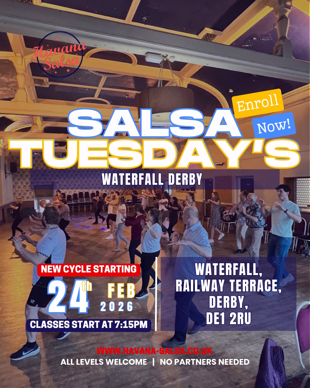 π₯ Salsa in Derby: classes and Latin fiesta nights! π₯