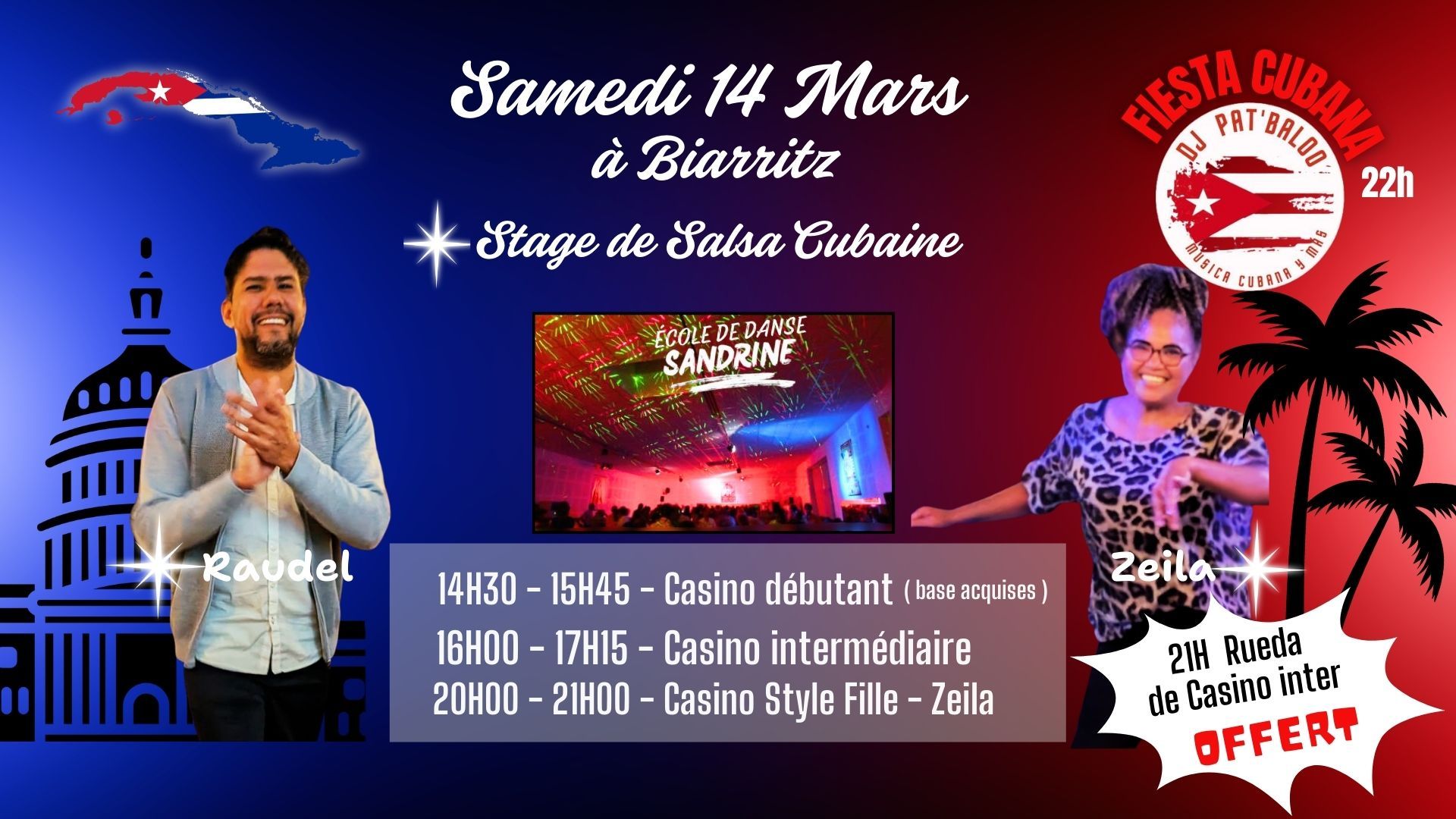STAGE de SALSA CUBAINE & RUEDA 🇨🇺 avec RAUDEL🔥- STYLE FILLE 🇨🇺 ZEILA❤️ - FIESTA 🎧 Pat'boloo