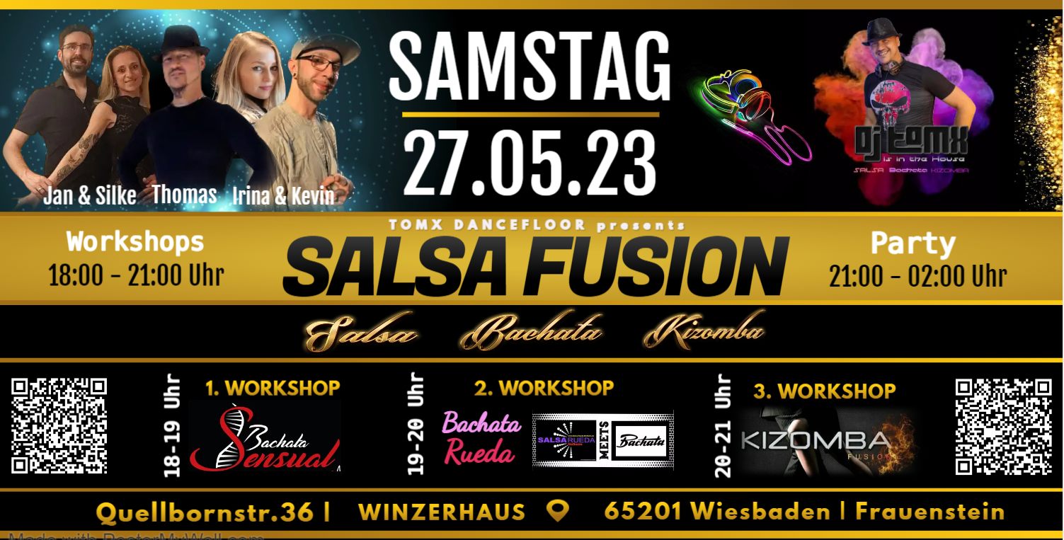 Salsa Fusion - Salsa Bachata Kizomba - 3 Workshops - Winzerhaus Wiesbaden Frauenstein