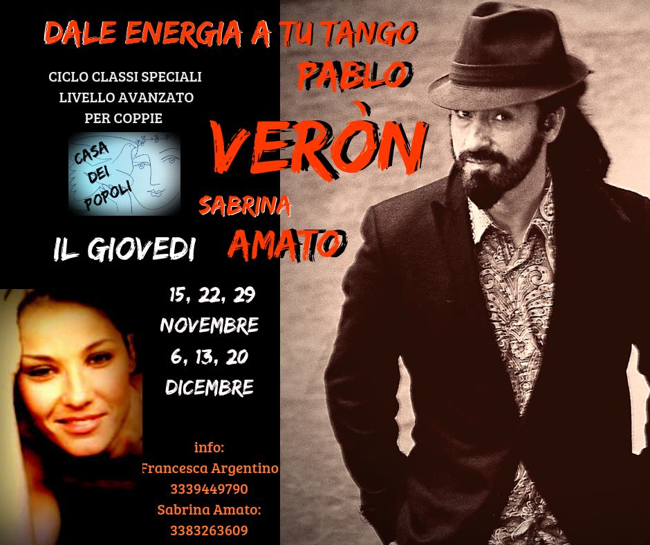 Giovedi "Dale Energia a tu Tango" Pablo Veròn e Sabrina Amato