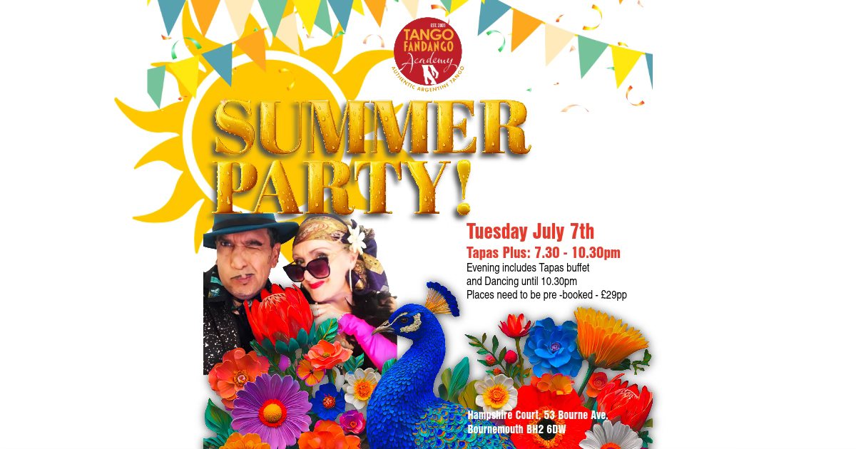 FULLY BOOKED! Tango Fandango Summer Party at Tapas Plus in Bournemouth!