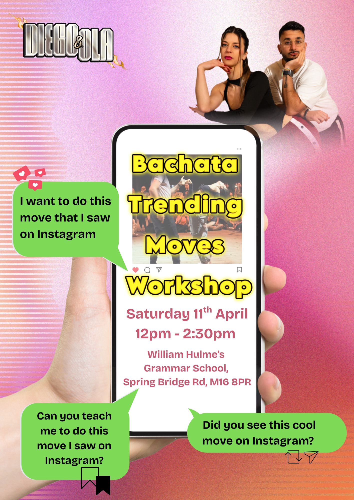 BACHATA TRENDING MOVES WORKSHOP 🤳 by Diego & Ola