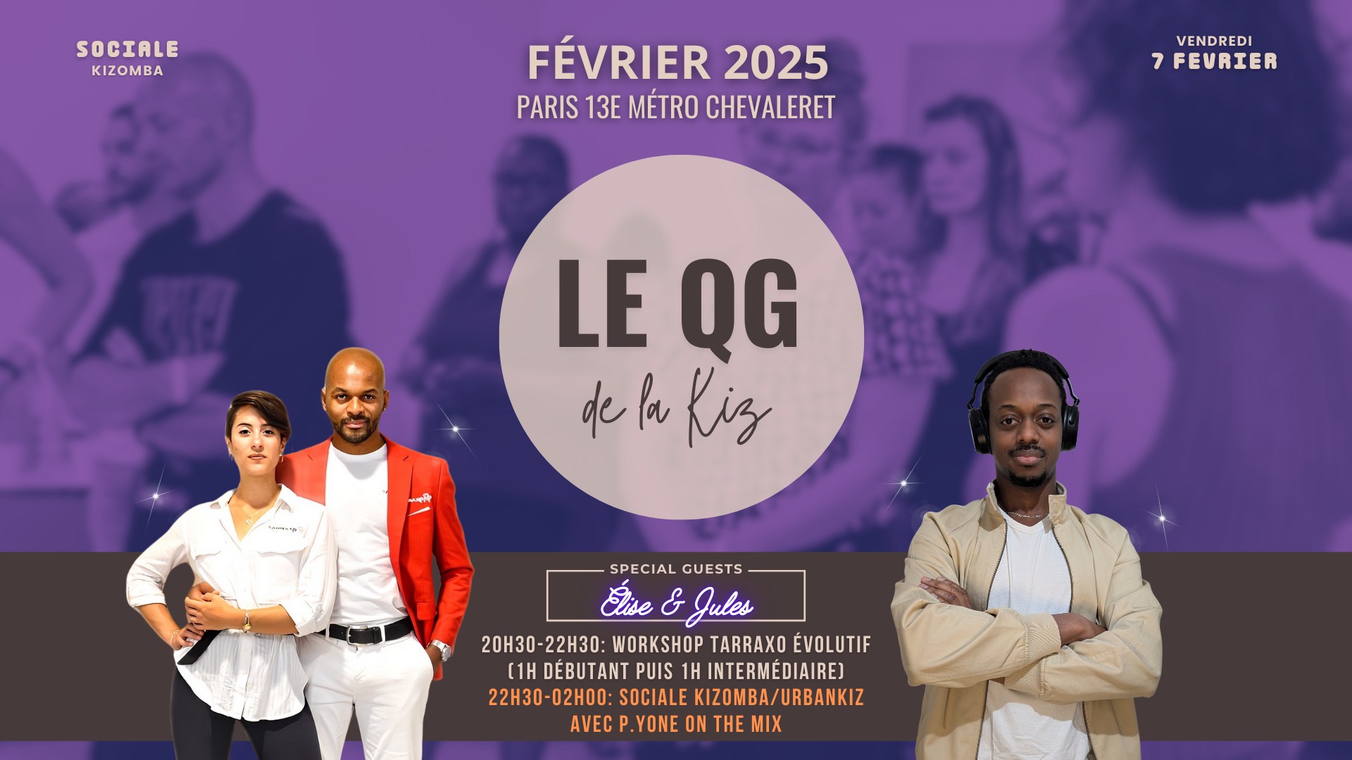 ✨Le QG de la Kiz✨ Workshop + Sociale Kizomba Paris vendredi 7 février 20h30-02h00