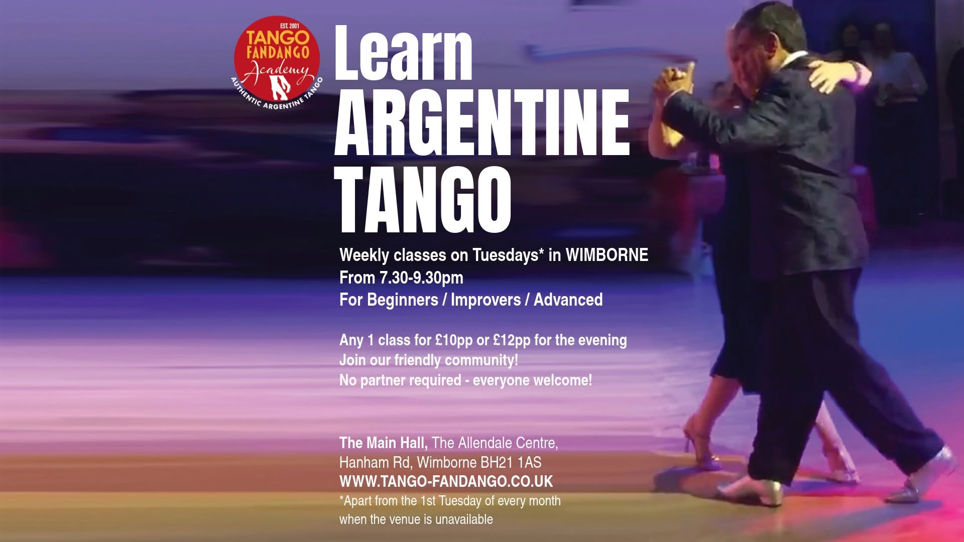 Learn Argentine Tango Tuesdays at Wimborne!