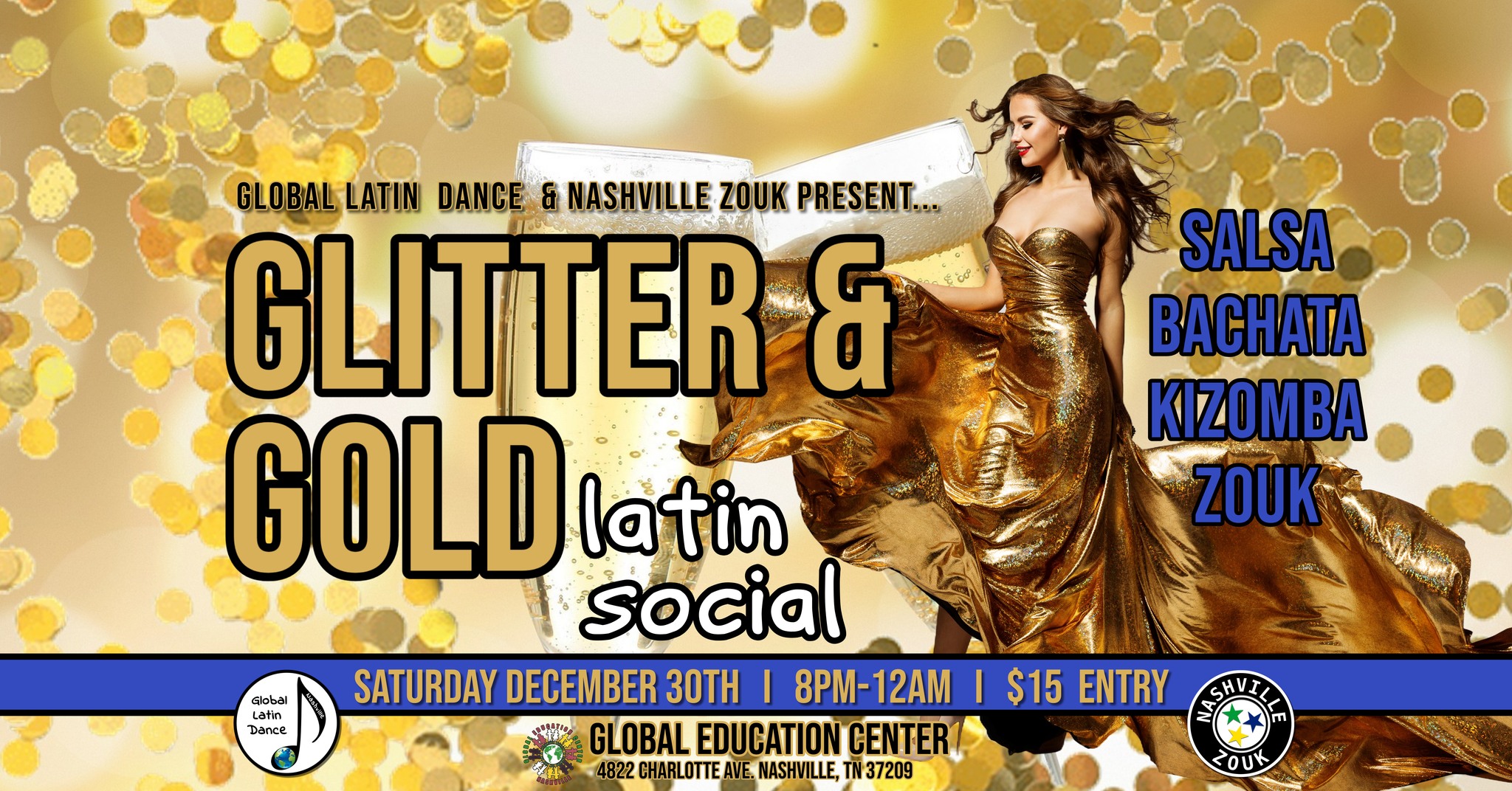 Glitter & Gold Salsa & Bachata Social (+K Z)