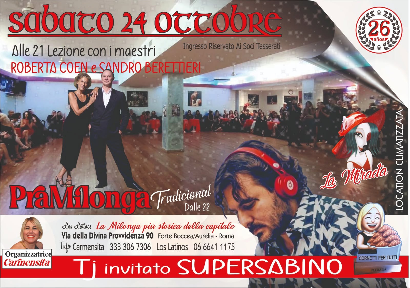 La tradicional del sábado con la música di SuperSabino🎧Lezione di tango R.Coen & S.Berettieri💃