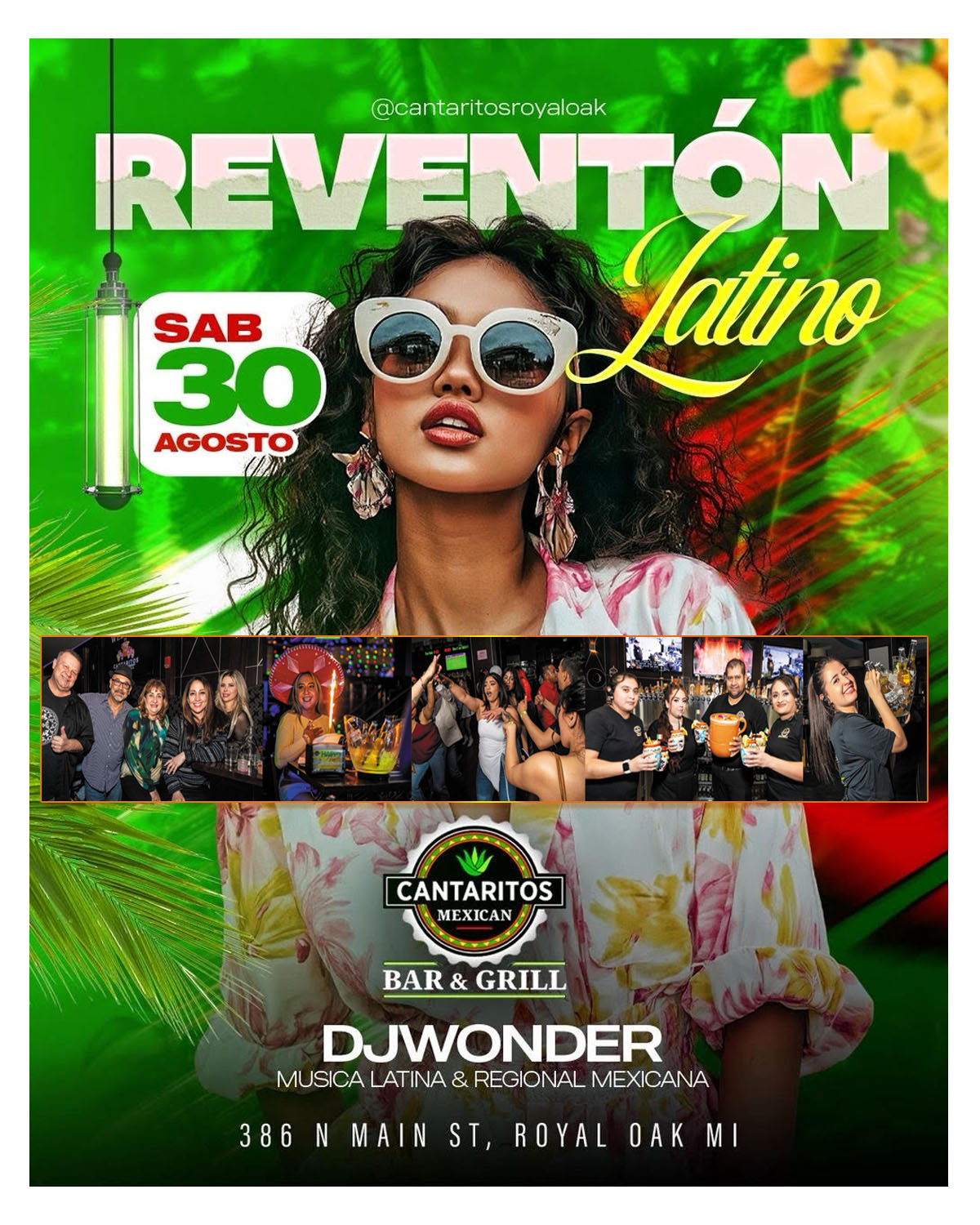 🥳 Reventon Latino Royal Oak Michigan @Cantaritos Sabado Agosto 30