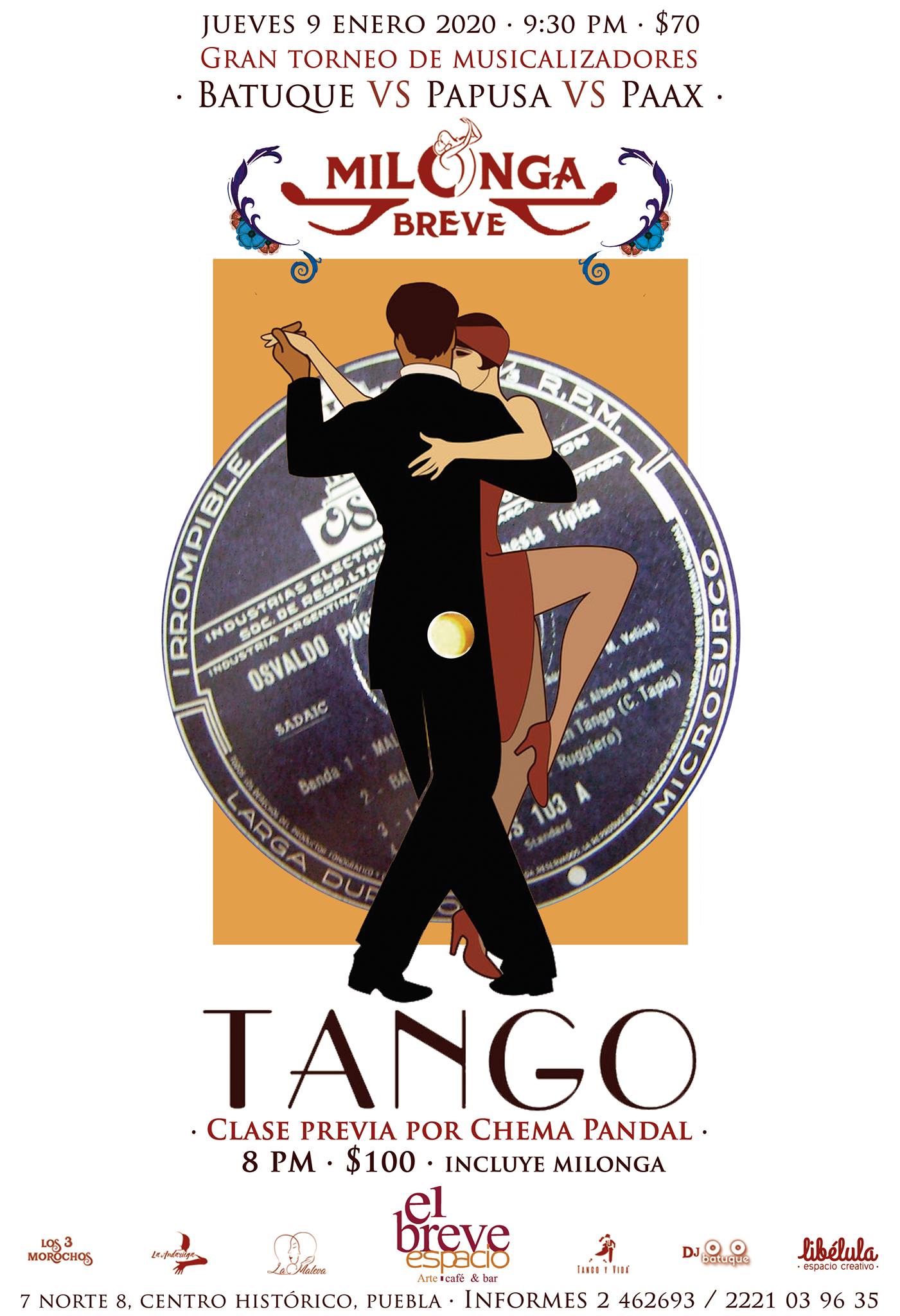 Tango, gran torneo de musicalizadores, jueves 9 de enero 2020