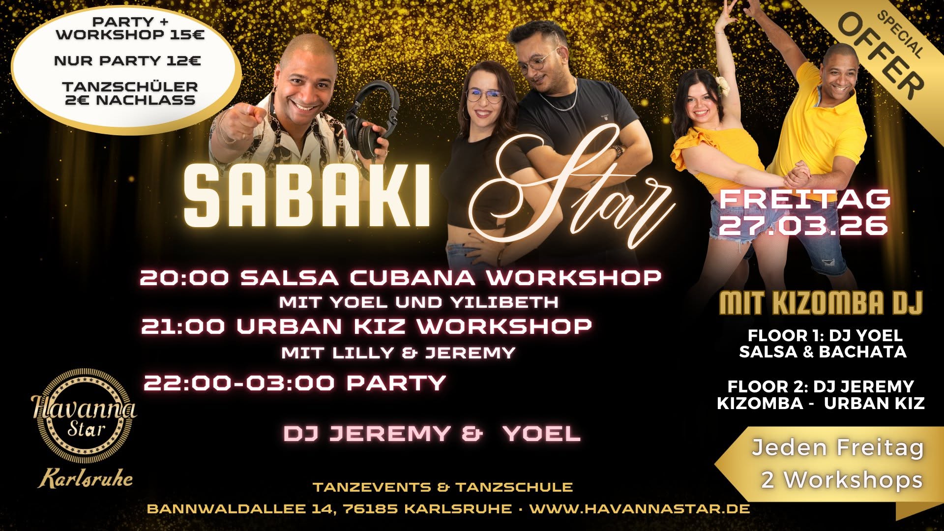 Latinparty mit Salsa Cubana & Urban Kiz Workshops - mit Kizombafloor