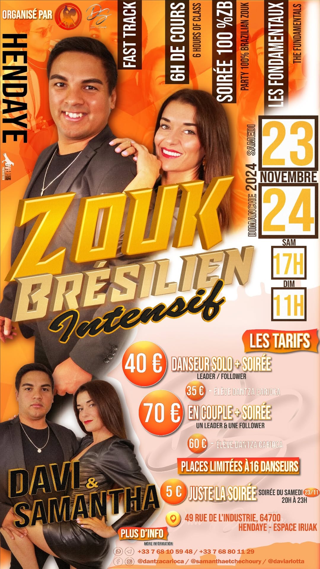 LES FONDAMENTAUX DU ZOUK BRÉSILIEN (INTENSIF) AVEC DAVI & SAMANTHA