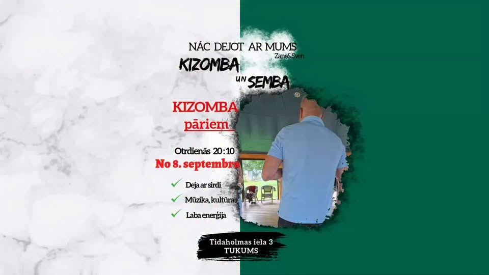 KIZOMBA pāriem Tukumā otrdienās 20:10!!