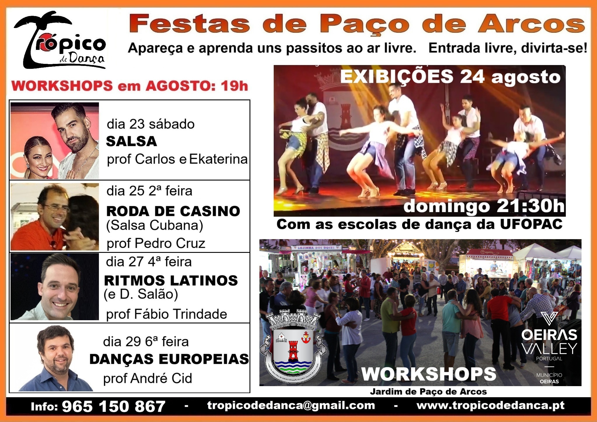 Entrada livre aulas de Salsa, Danças Salão, Ritmos Latinos, Europeias