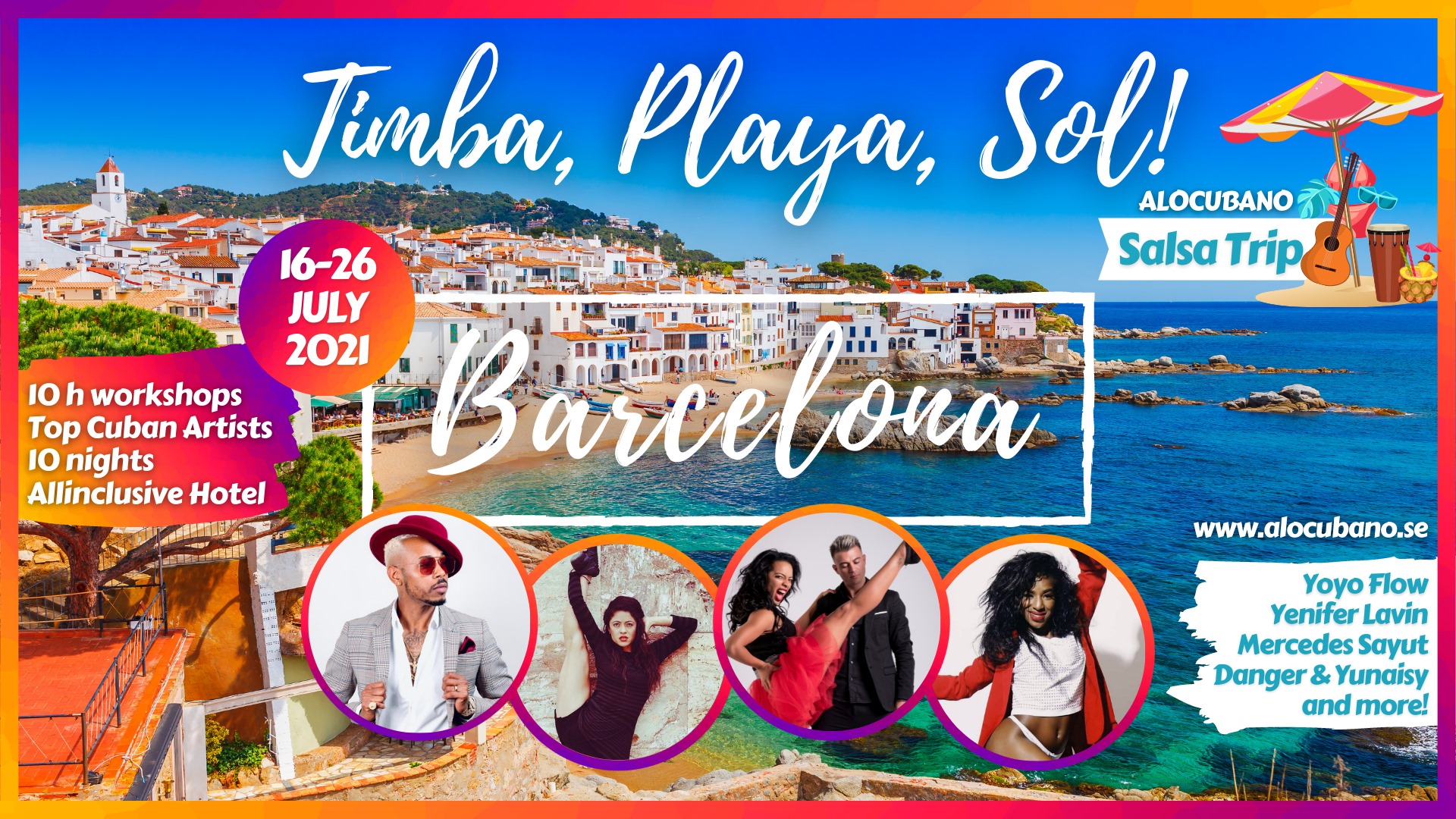 Barcelona Timba Playa Sol! Salsa Trip with Alocubano Festival July 2021