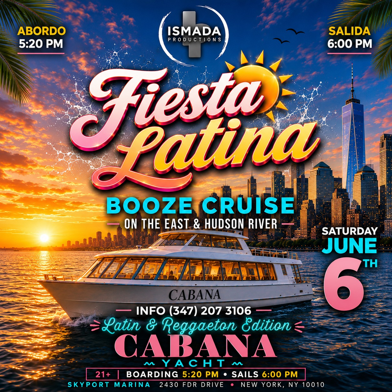 Fiesta Latina Booze Cruise NYC Reggaeton & Latin Boat Party on the Cabana