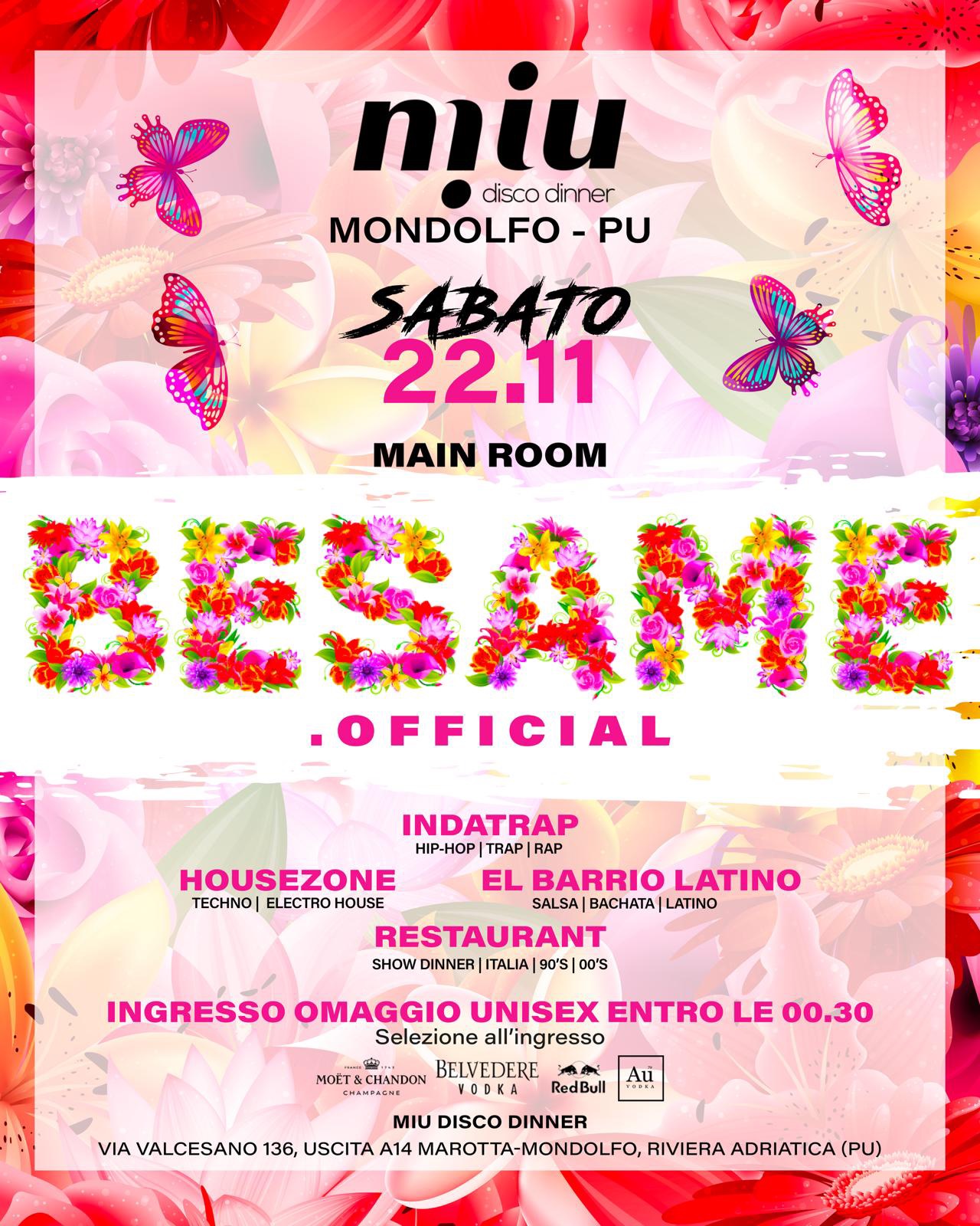 Sabato 22 Novembre • Besame Winter Tour • Special guest Sounder Dj