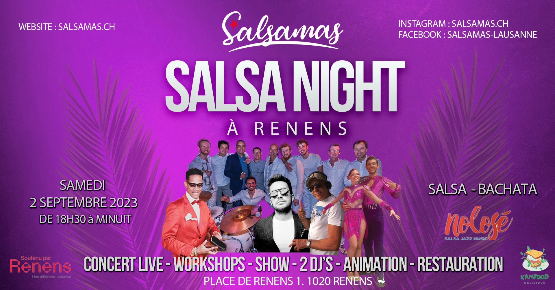 Salsanight à la place du Marché à Renens avec concert live Nolosé et show
