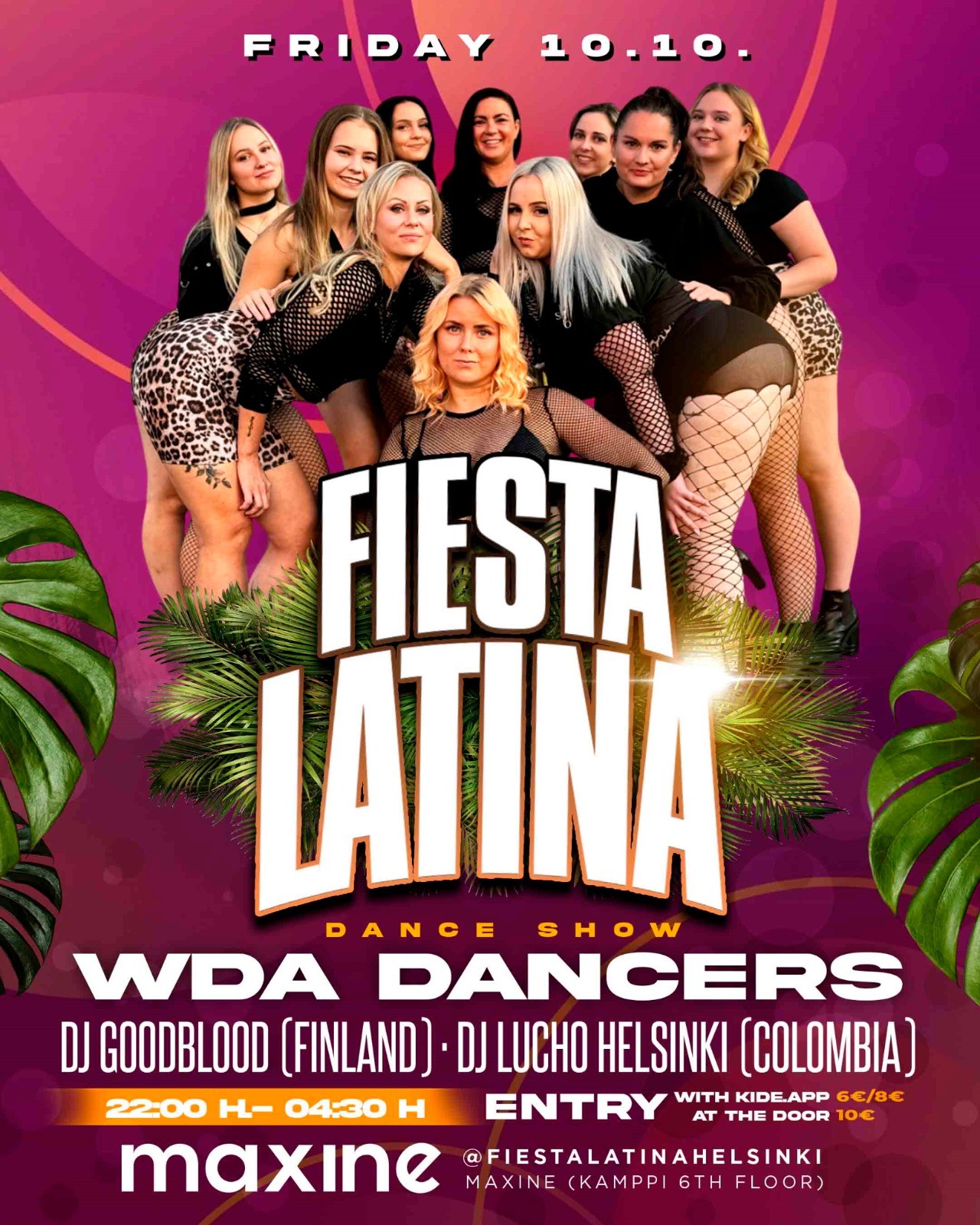 Fiesta Latina on Friday 10.10. featuring WDA dancers 🇫🇮