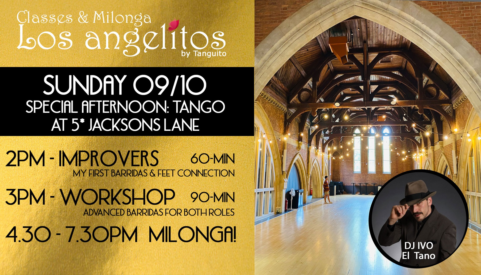 09 10: Special LOS ANGELITOS at Jacksons Lane 🤩 DJ IVO & classes with Beth & Bruno
