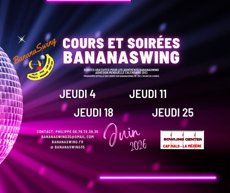 Cours de Kizomba, Rock et Bachata + soirée SBKR gratuite au Bowling Center Cap Malo