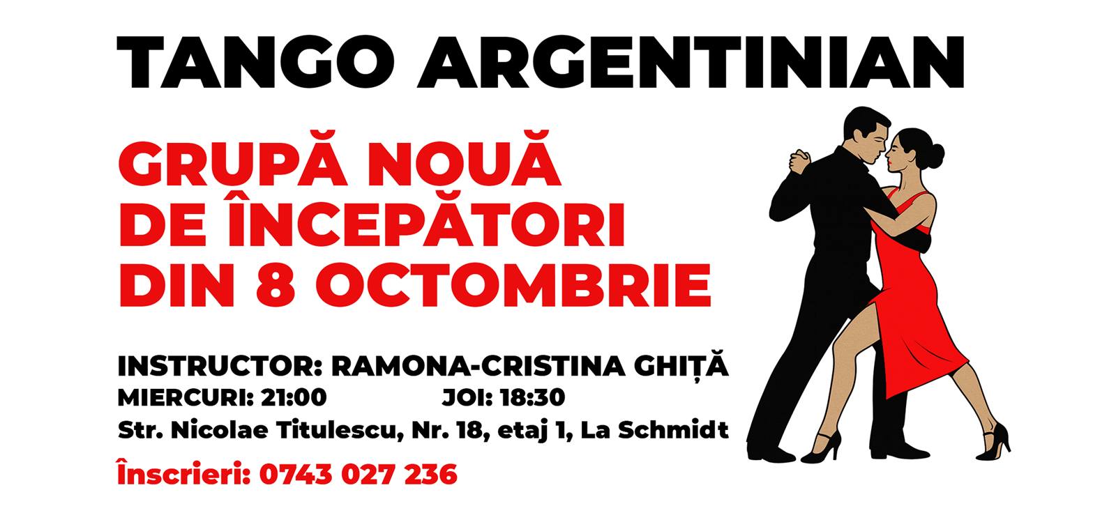 Tango Argentinian - Grupă nouă de începători din 8 Octombrie