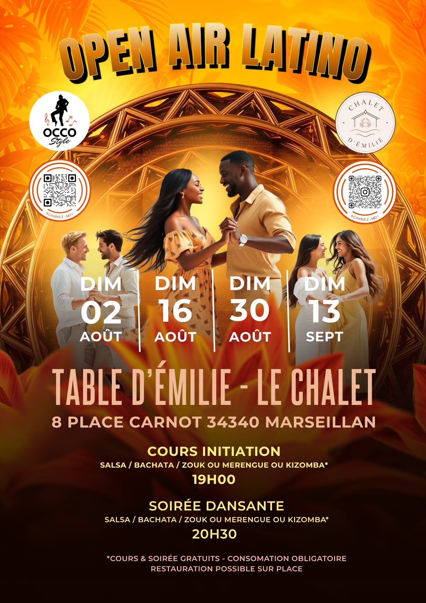 soirée Open Air Latino au Chalet d'Émilie à Marseillan Ville by Occo Style